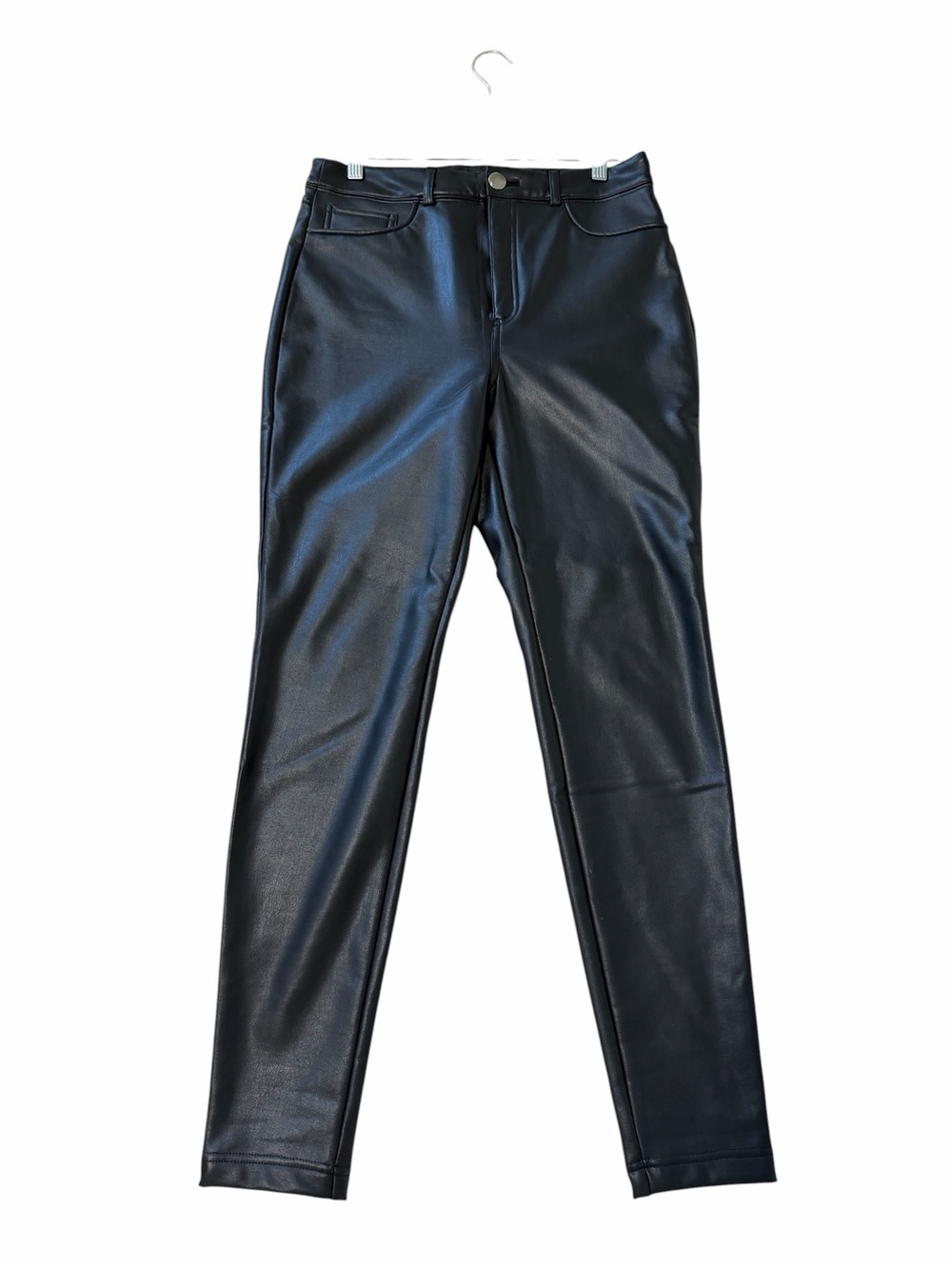 INC International Concepts Black Faux Leather Skinny Pants Size 10